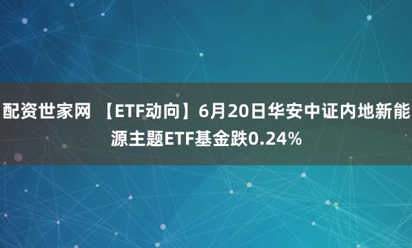 配资世家网 【ETF动向】6月20日华安中证内地新能源主题ETF基金跌0.24%