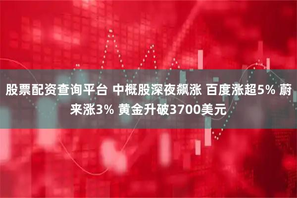 股票配资查询平台 中概股深夜飙涨 百度涨超5% 蔚来涨3% 黄金升破3700美元